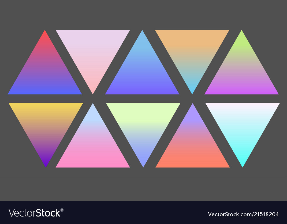 Set of gradient futuristic triangles vector image Set of gradient futuristic triangles