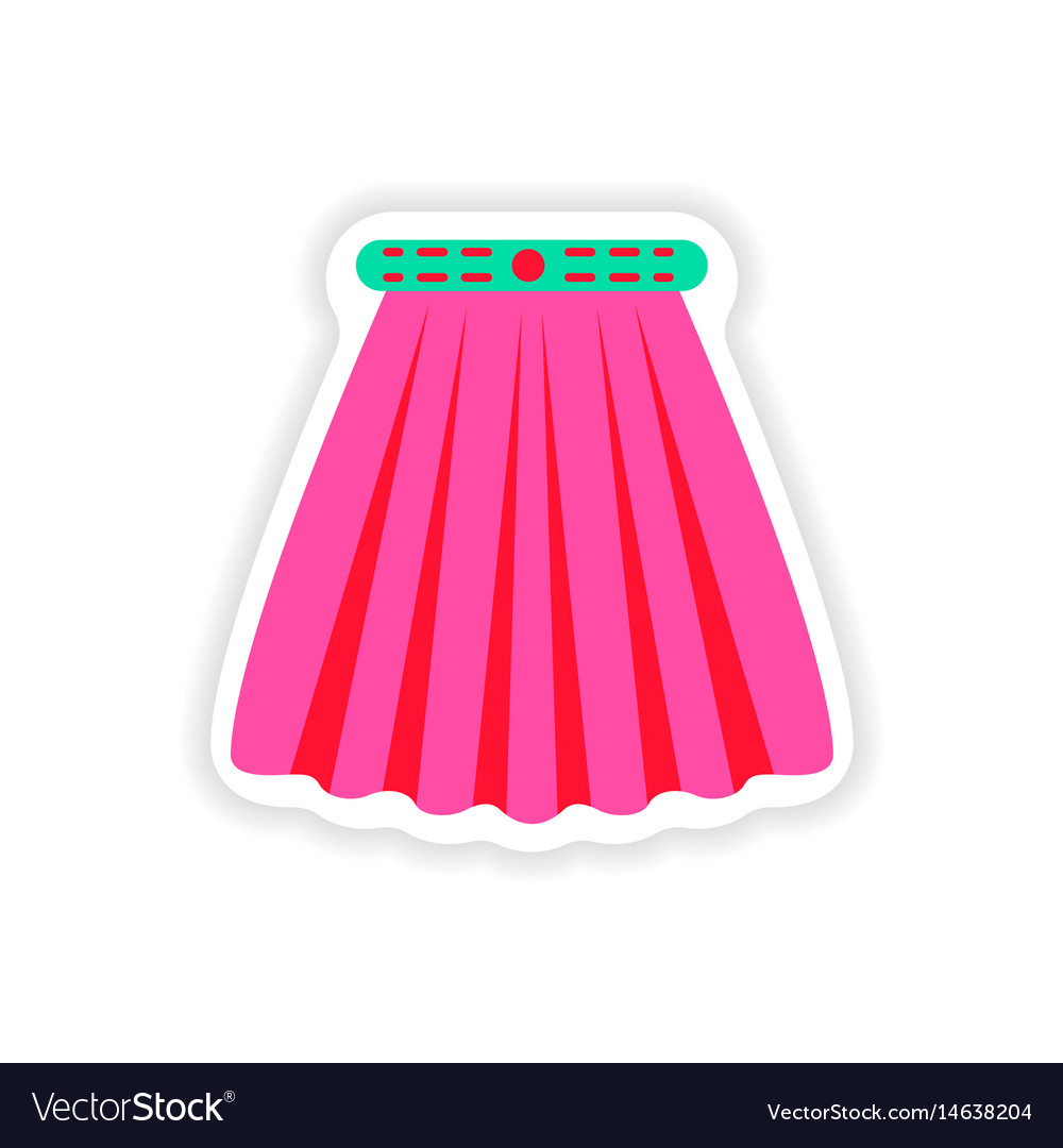 Stylish paper sticker on white background skirt