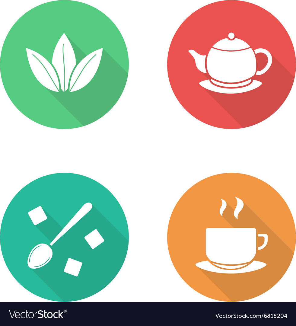 Tea flat design icons set