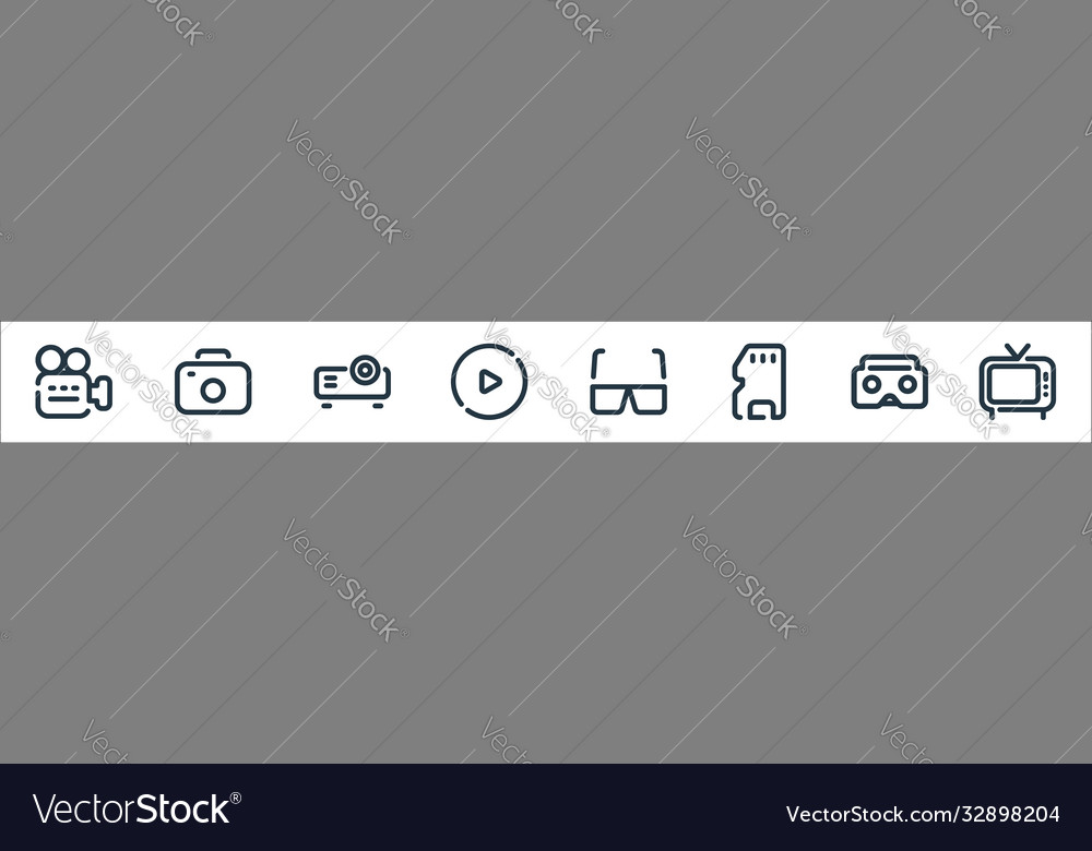 Video line icons linear set quality