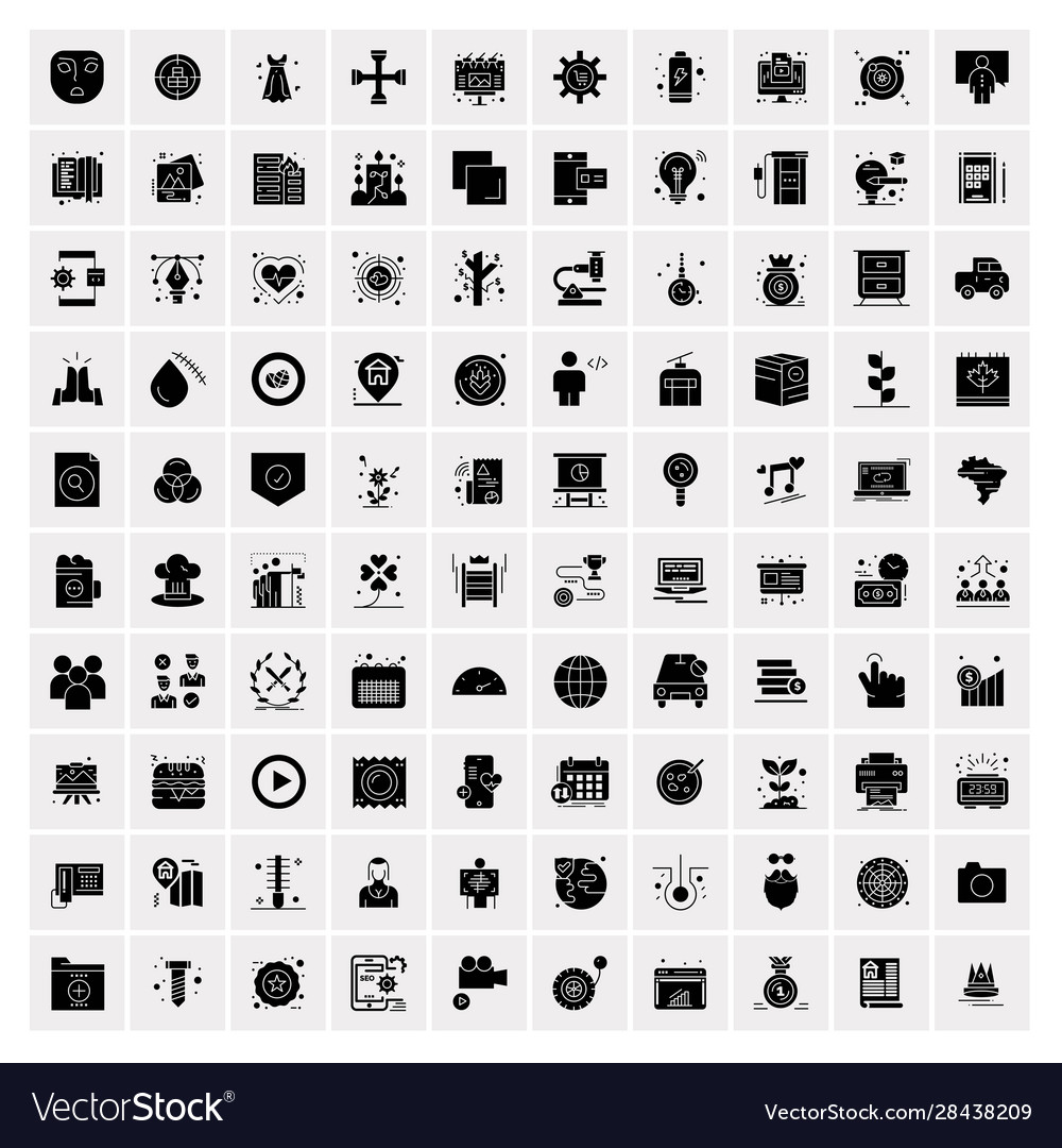 100 solid business icons for web and print