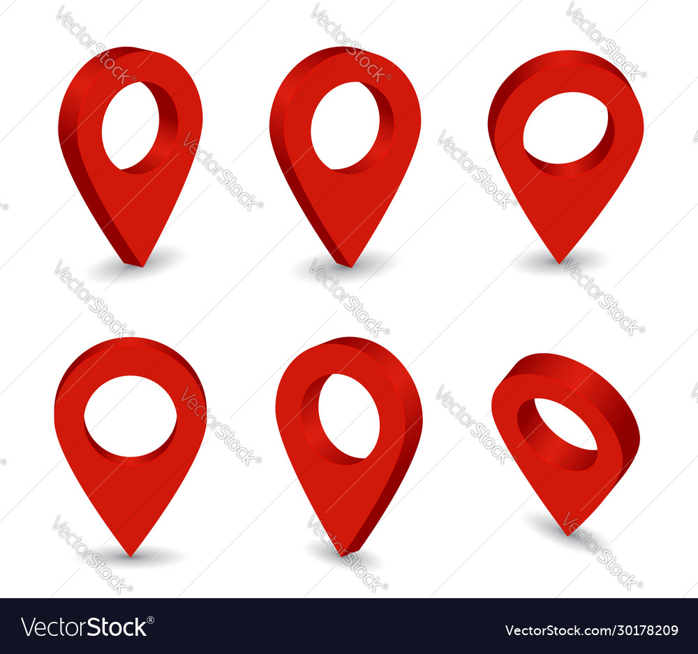 3d locator pin icon set isometric pointer