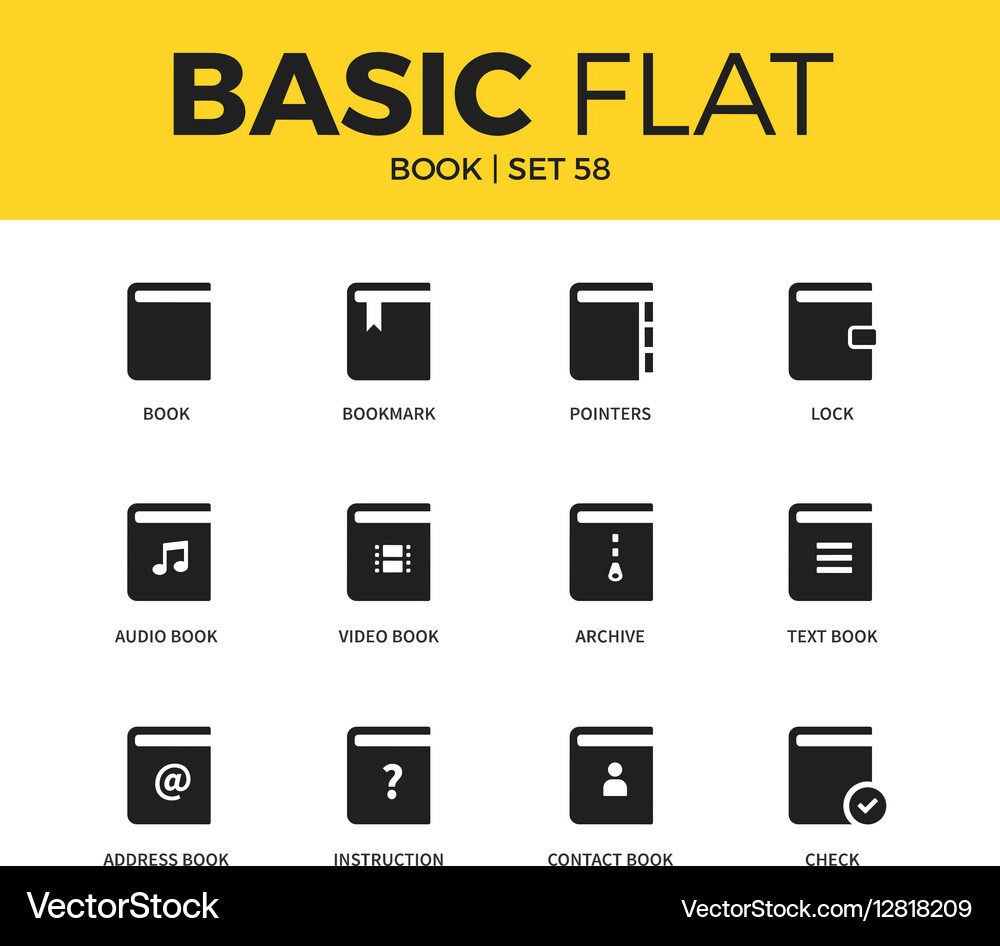 Basic set book icons Royalty Free Vector Image