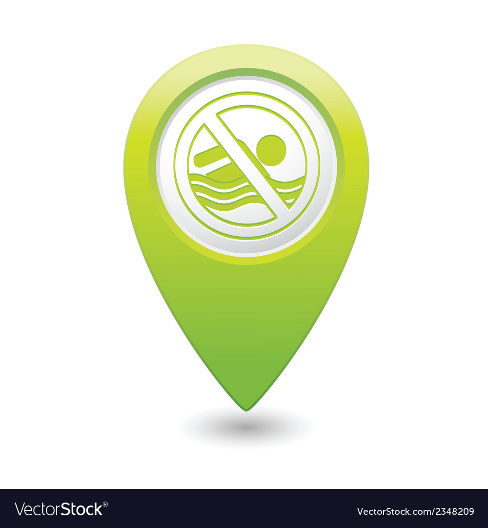 Beach closed symbol green map pointer