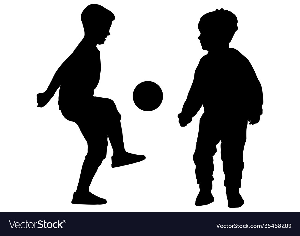Boys Playing Football Silhouette
