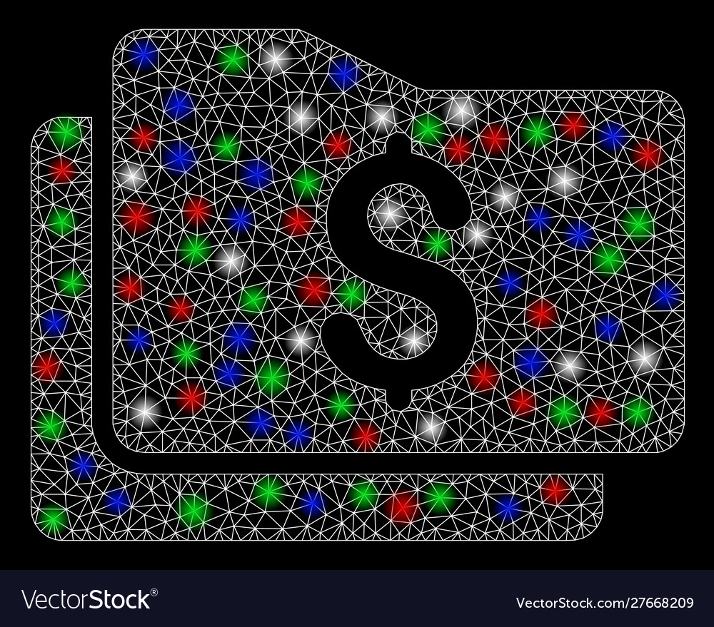 Bright mesh network wallet with flash spots vector image Bright mesh network wallet with flash spots