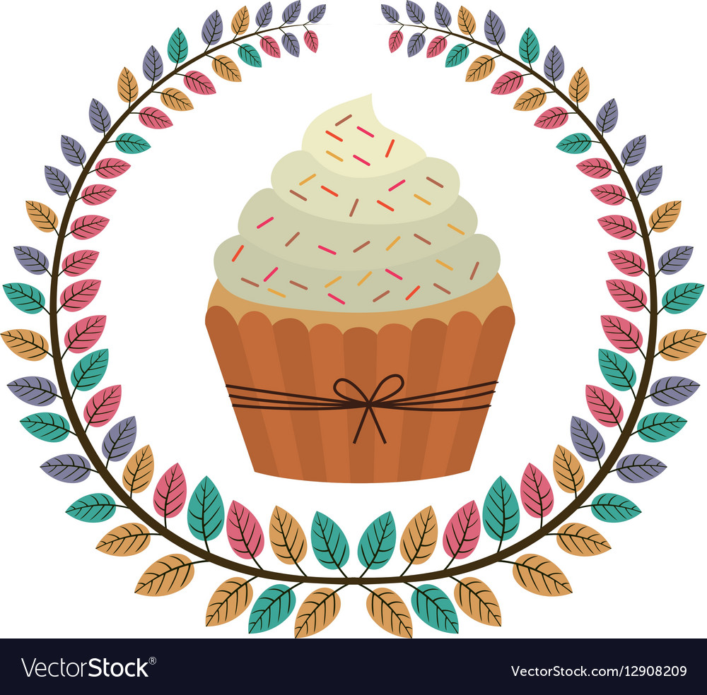 Krone der Blätter mit Cupcake Creme und Funken
