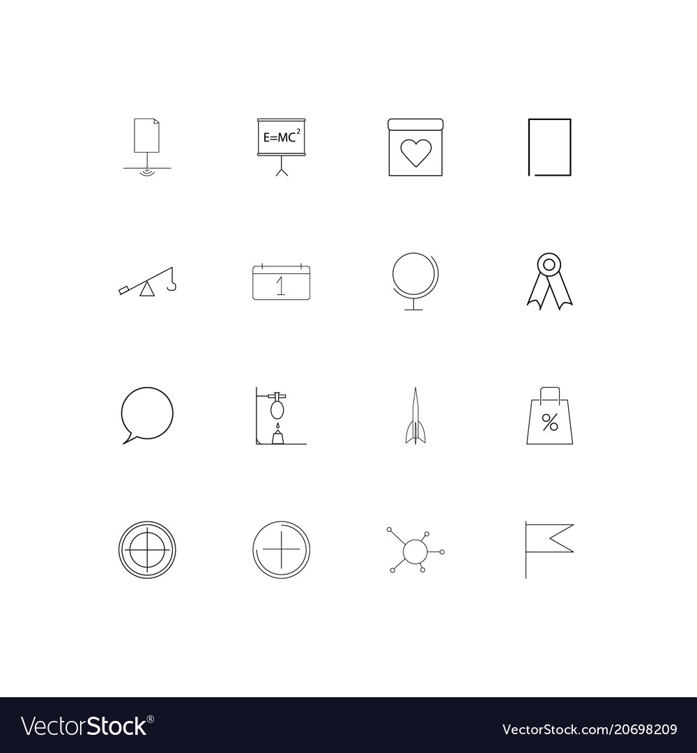 Education and science simple linear icons set