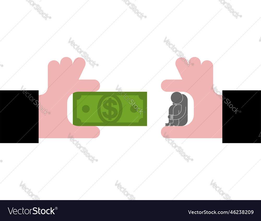 Exchange of money for person boss big hand