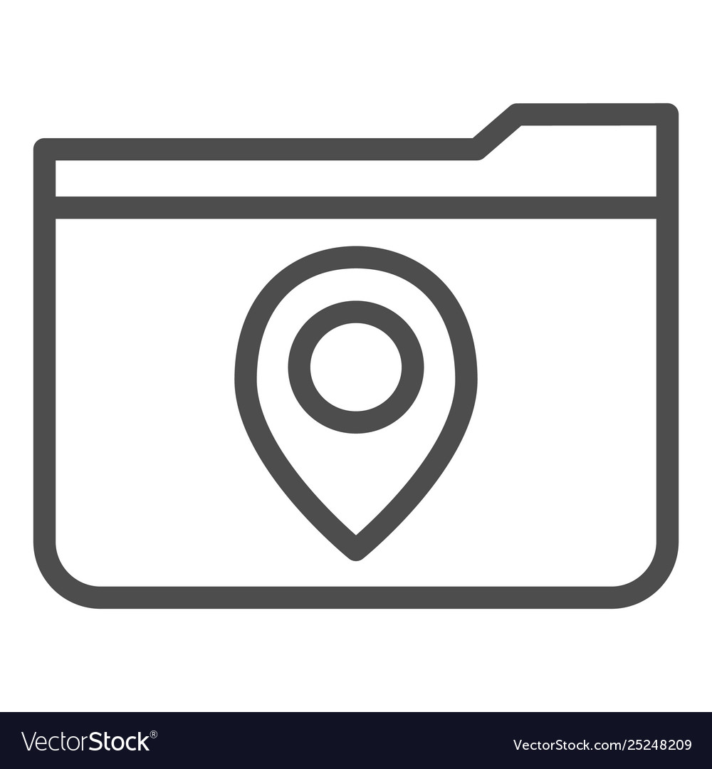 Folder with a map mark line icon location vector image Folder with a map mark line icon location