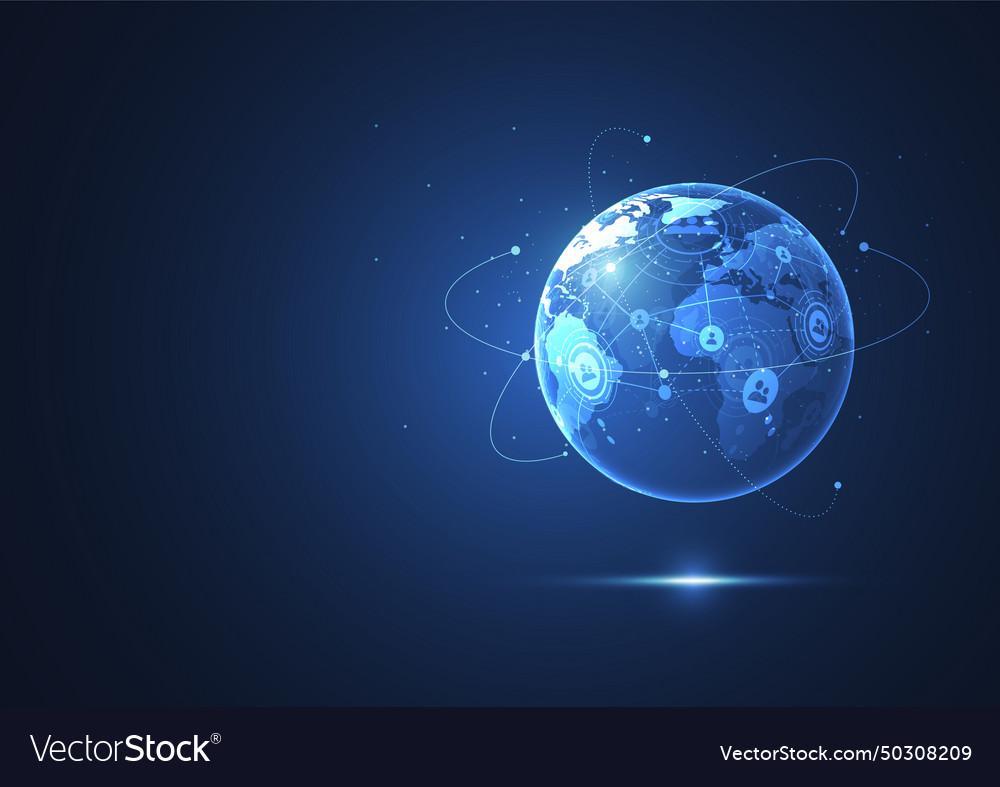 Global network connection world map point