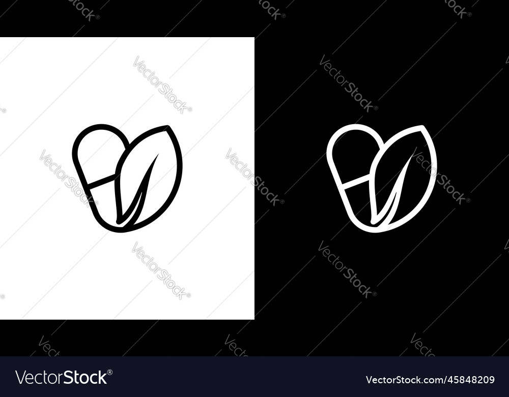 Herbal capsule logo monogram medical design