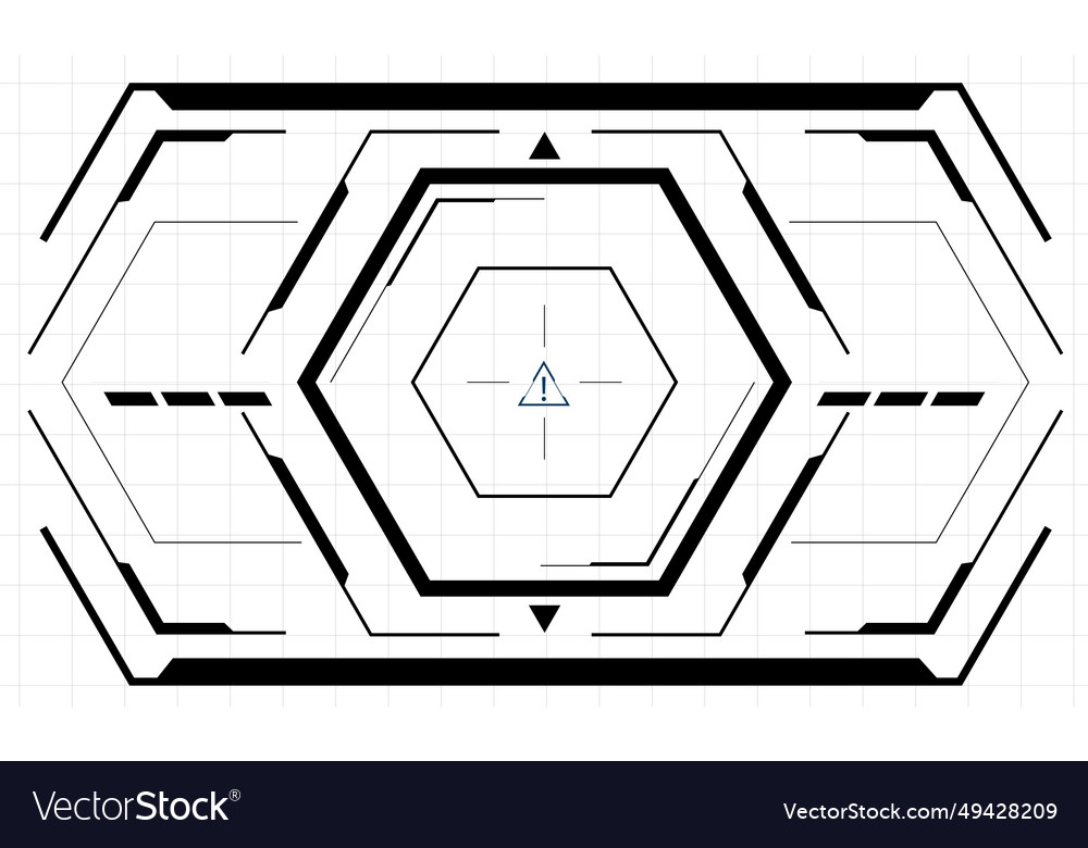 Hud sci-fi hexagon interface screen view black Vector Image Hud sci-fi hexagon interface screen view black