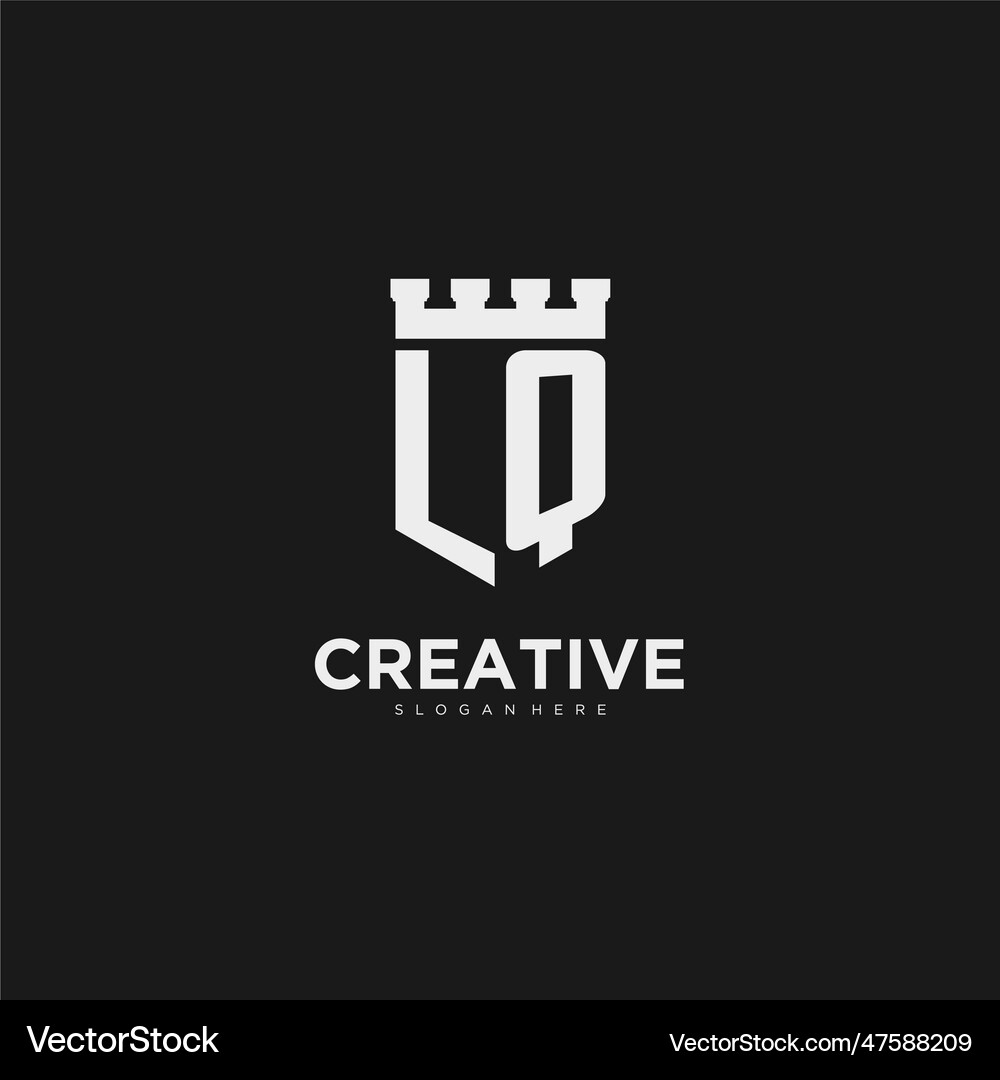Initials lq logo monogram with shield Royalty Free Vector