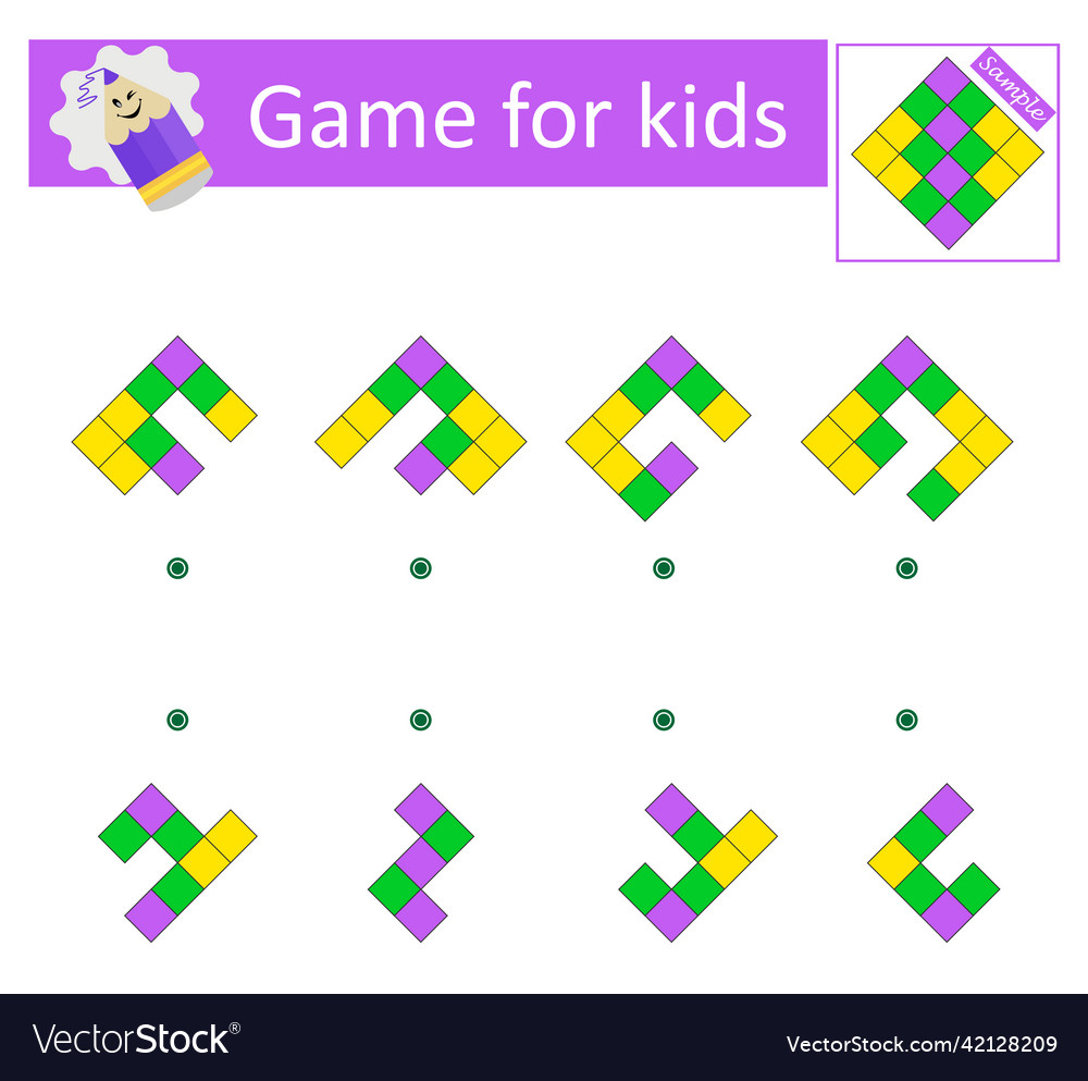 Logic game attention tasks for children vector image Logic game attention tasks for children