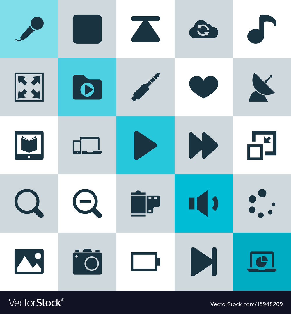 Multimedia icons set collection of pause cloud
