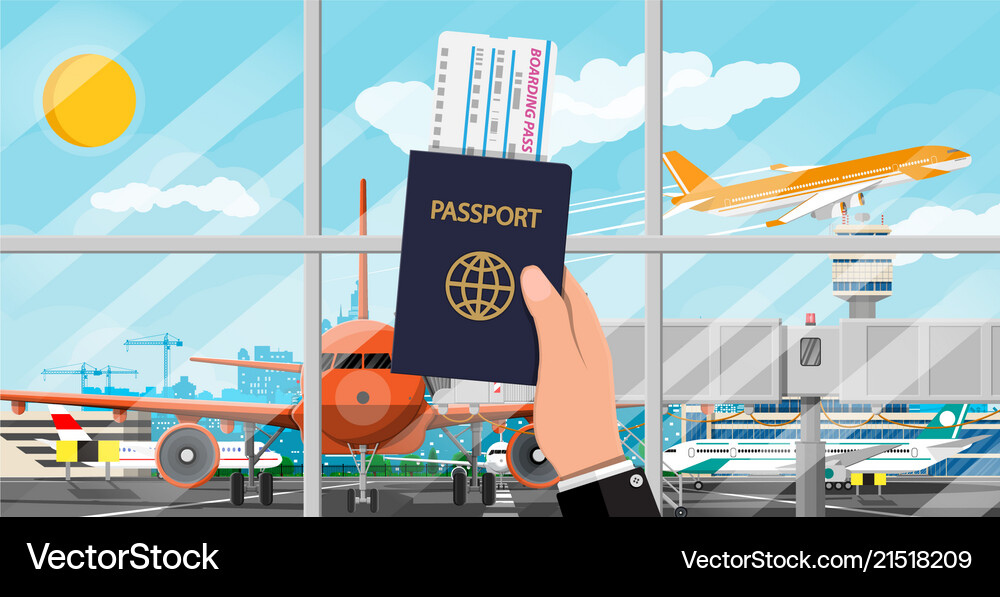 Plane before takeoff Royalty Free Vector Image