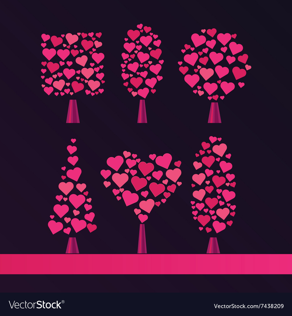 Set of trees various shapes oval cube sphere