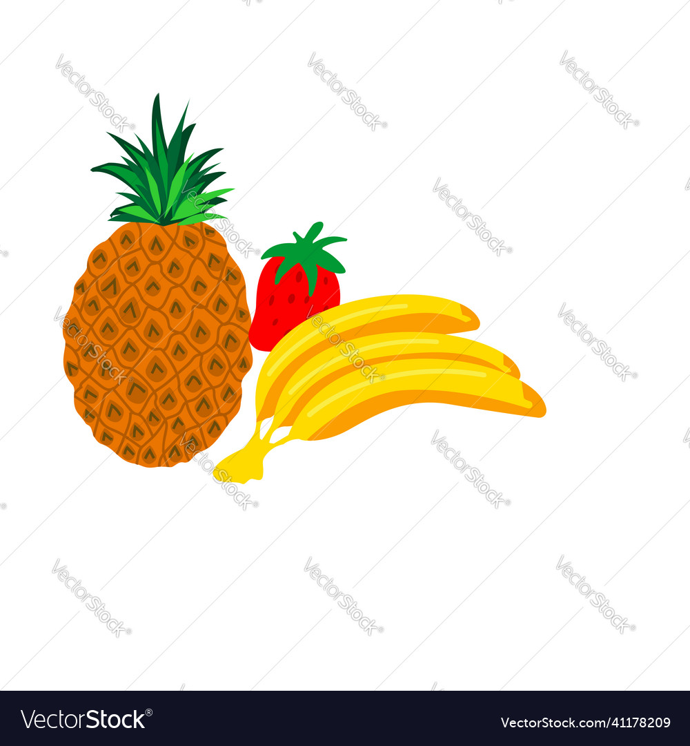 Erdbeeren Bananen und Ananas in einem einfachen