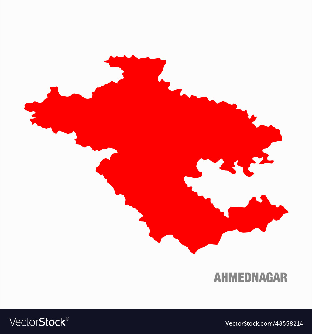 Ahmednagar district map in red color Royalty Free Vector