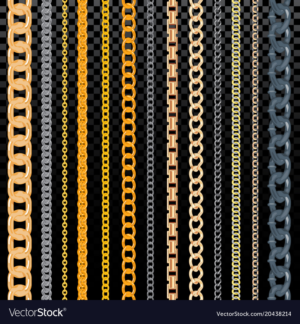 Chain pattern golden chainlet in line or Vector Image