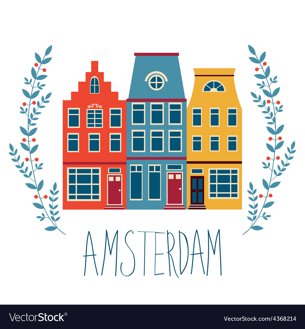 Cute amsterdam houses set Royalty Free Vector Image