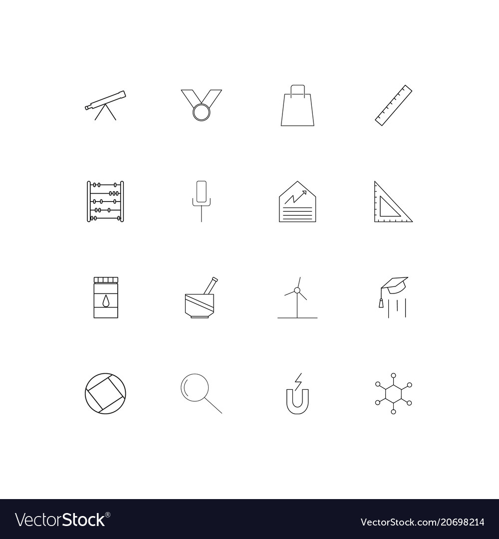 Education and science simple linear icons set