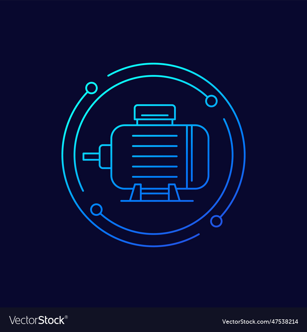 Electric motor icon linear design Royalty Free Vector Image