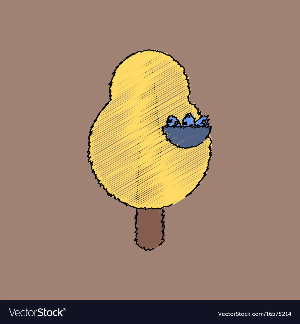 Flat shading style icon tree and nest