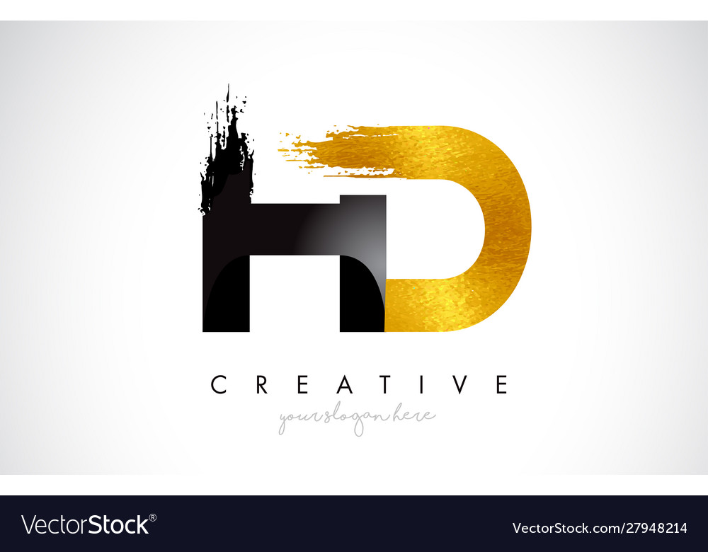 Hd letter design with brush stroke and modern 3d