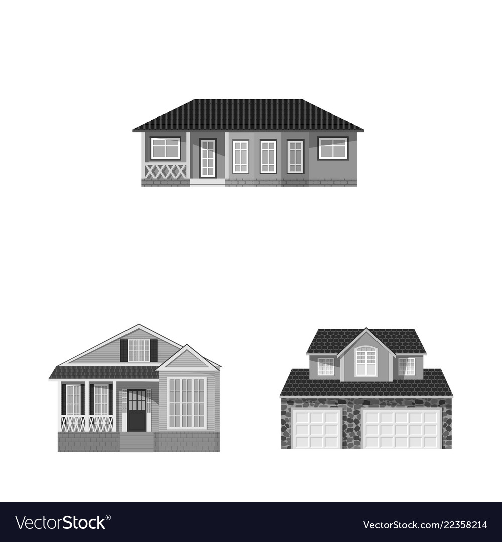 Isolated object of building and front sign set