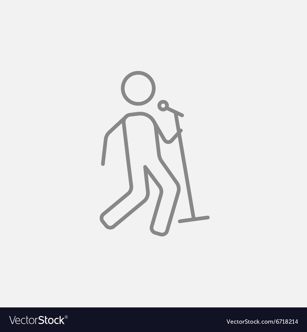 Man singing with microphone line icon