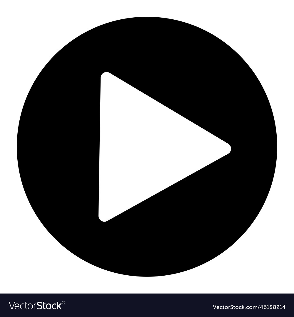 Play button icon black and white isolated vector image Play button icon black and white isolated