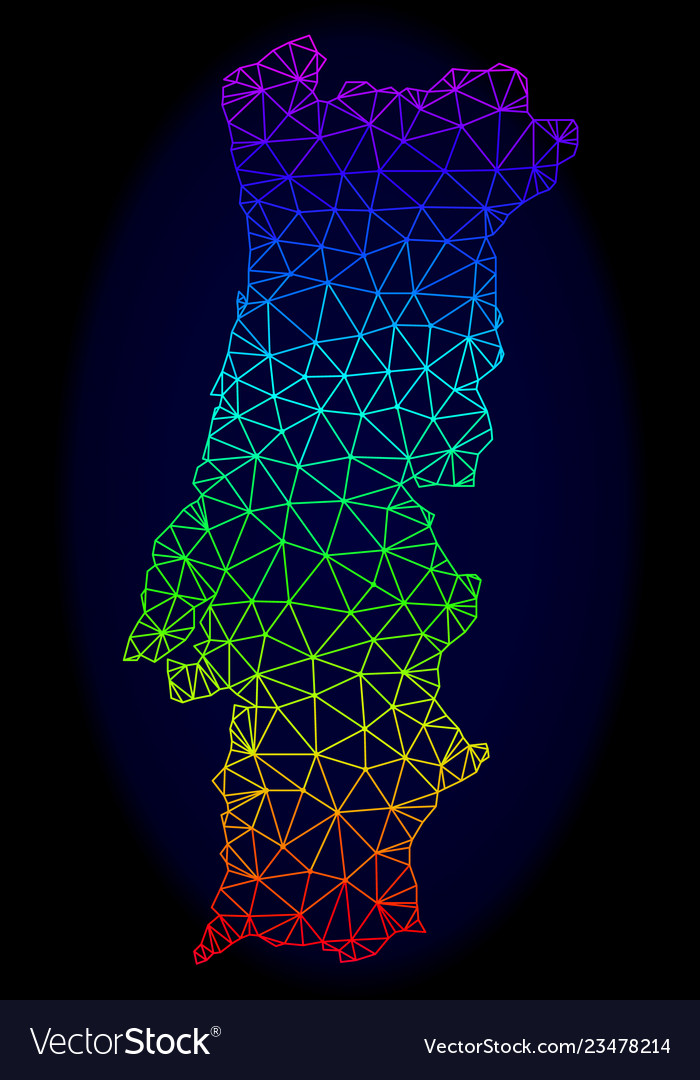 Polygonal wire frame spectrum mesh map vector image Polygonal wire frame spectrum mesh map