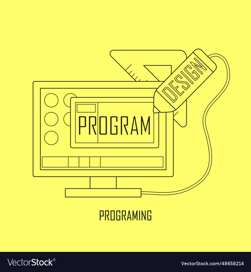 Programing concept in thin line style