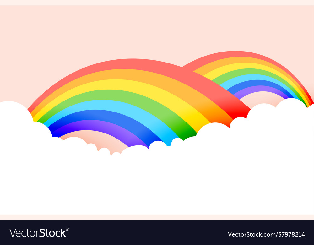 Rainbow background with clouds in pastel colors Vector Image