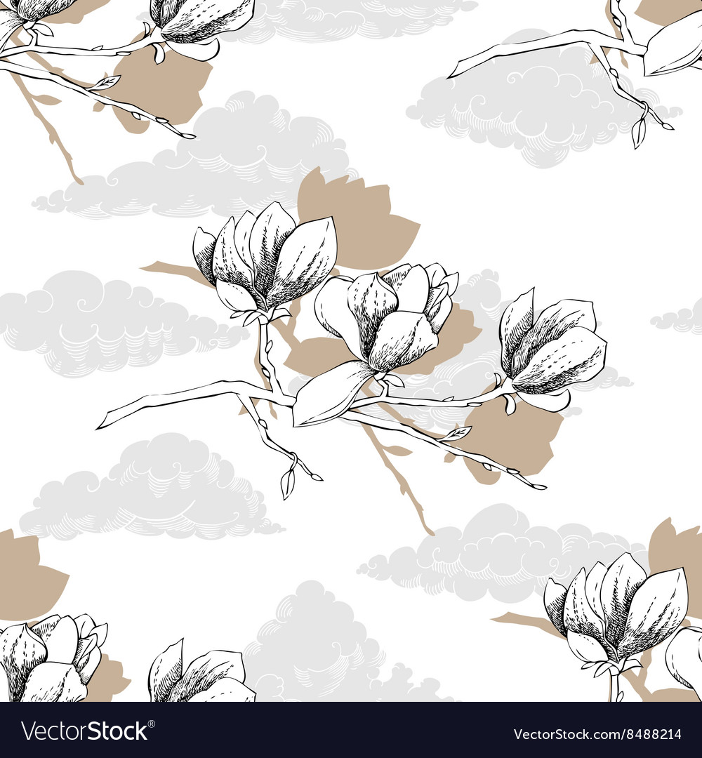 Seamless pattern with magnolia