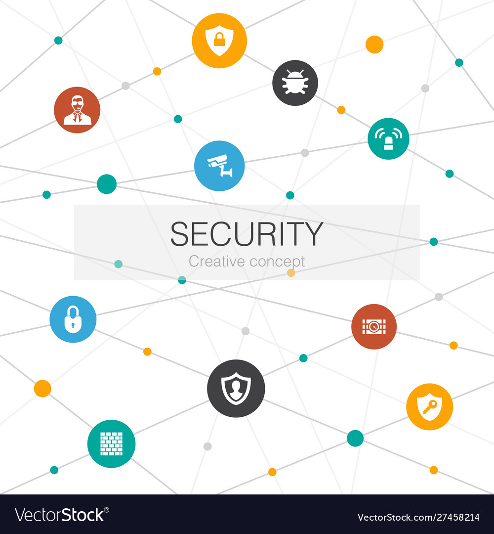 Security trendy web template with simple icons