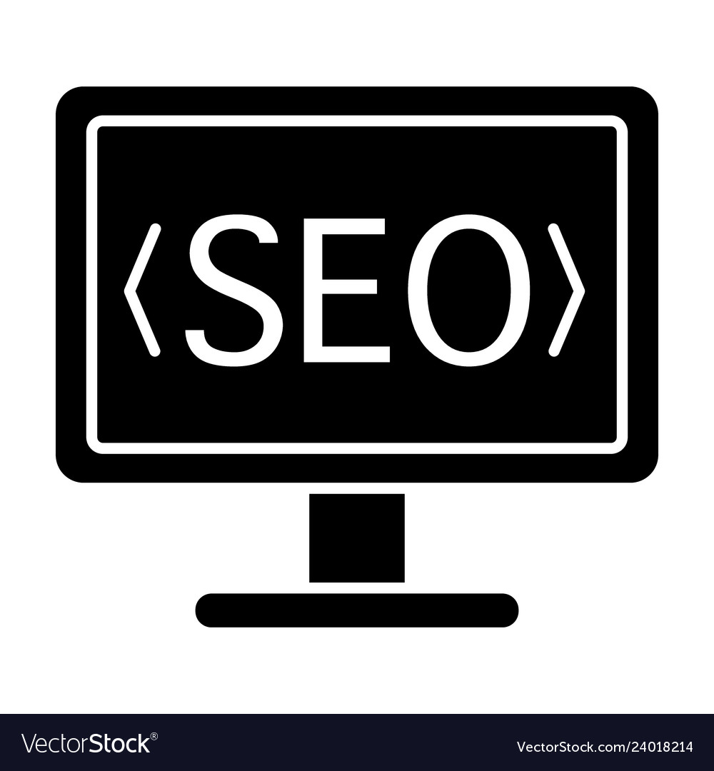 Seo monitor solid icon computer vector image Seo monitor solid icon computer