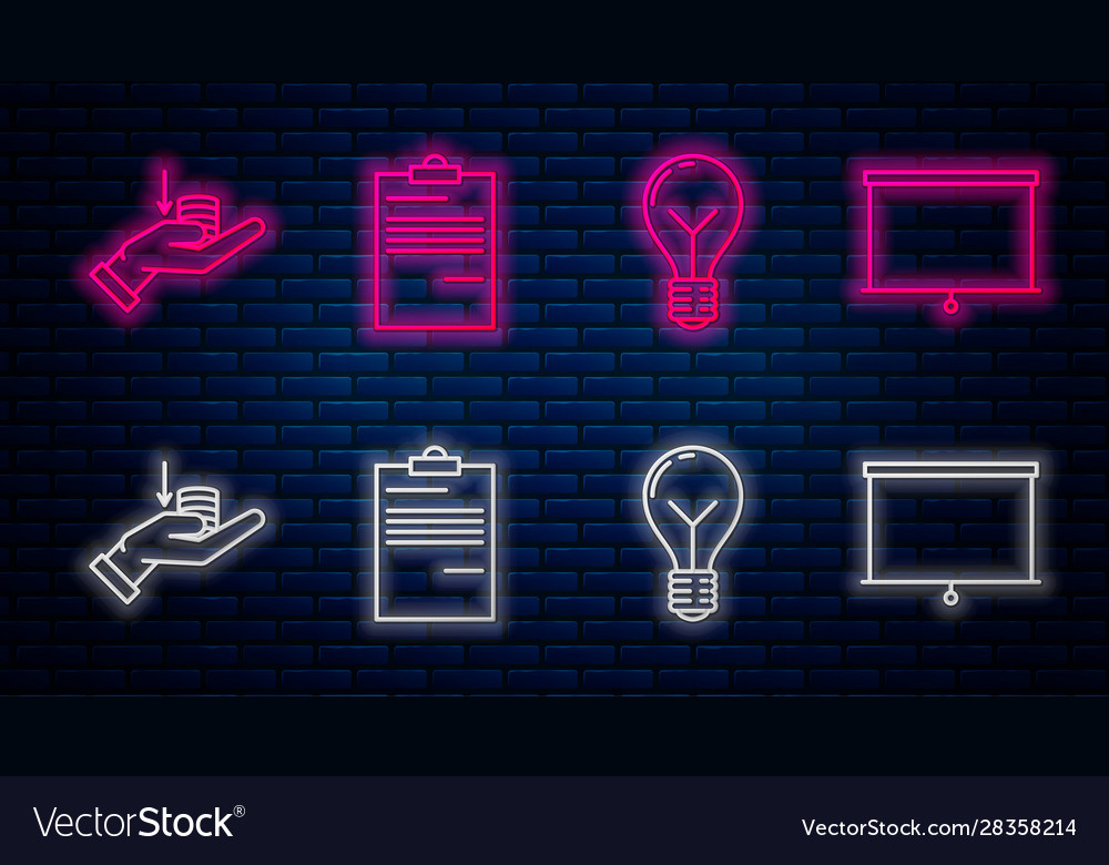 Set line document light bulb with concept idea