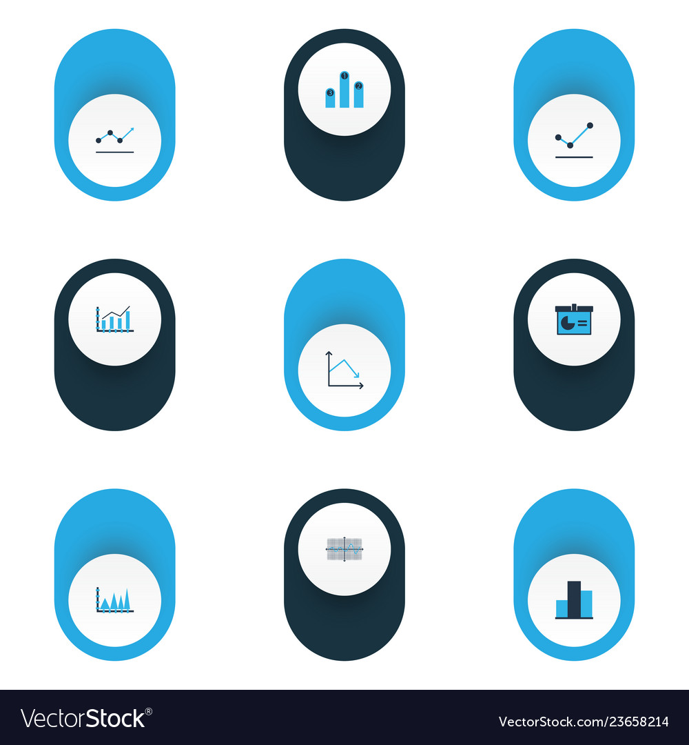 Set of graphs diagrams and statistics icons vector image Set of graphs diagrams and statistics icons