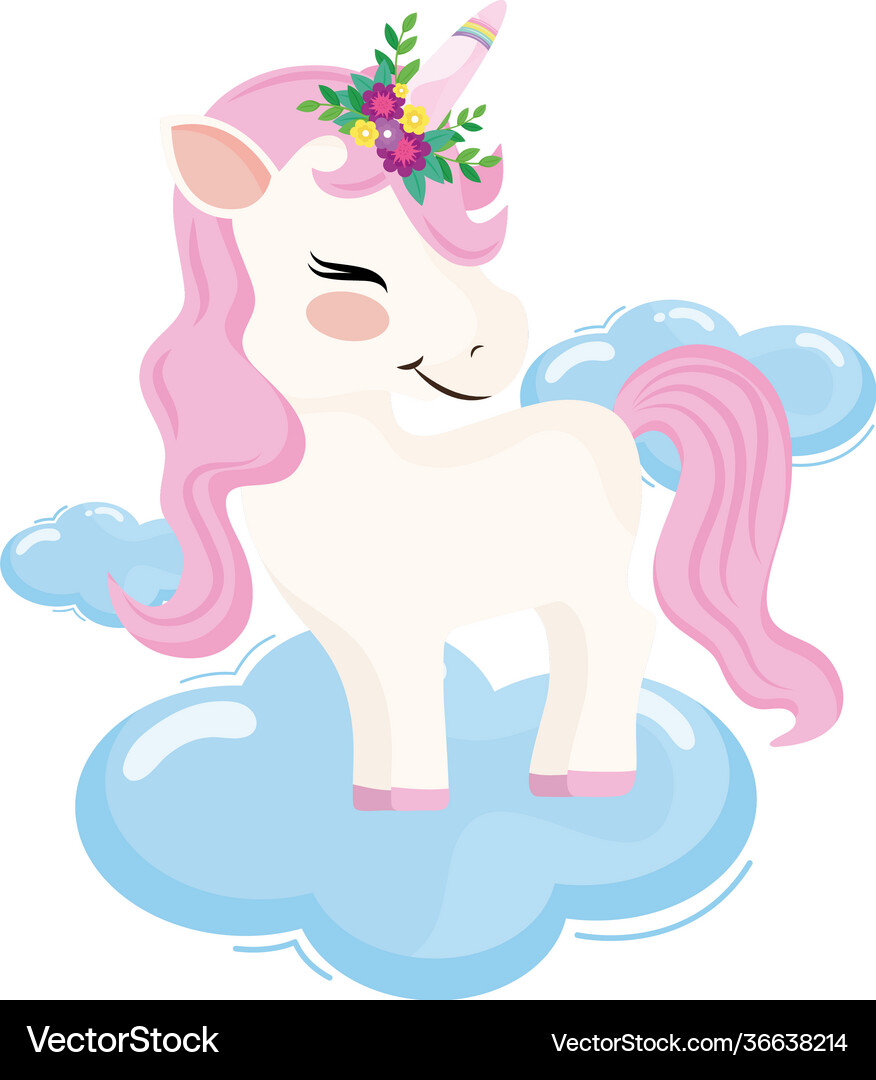 Unicorn in clouds Royalty Free Vector Image - VectorStock