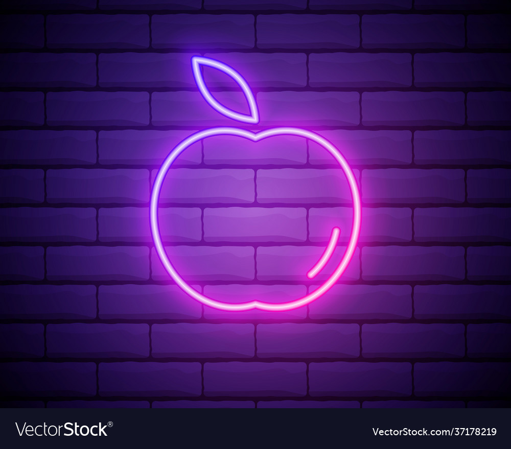 Apple neon icon glowing for mobile web