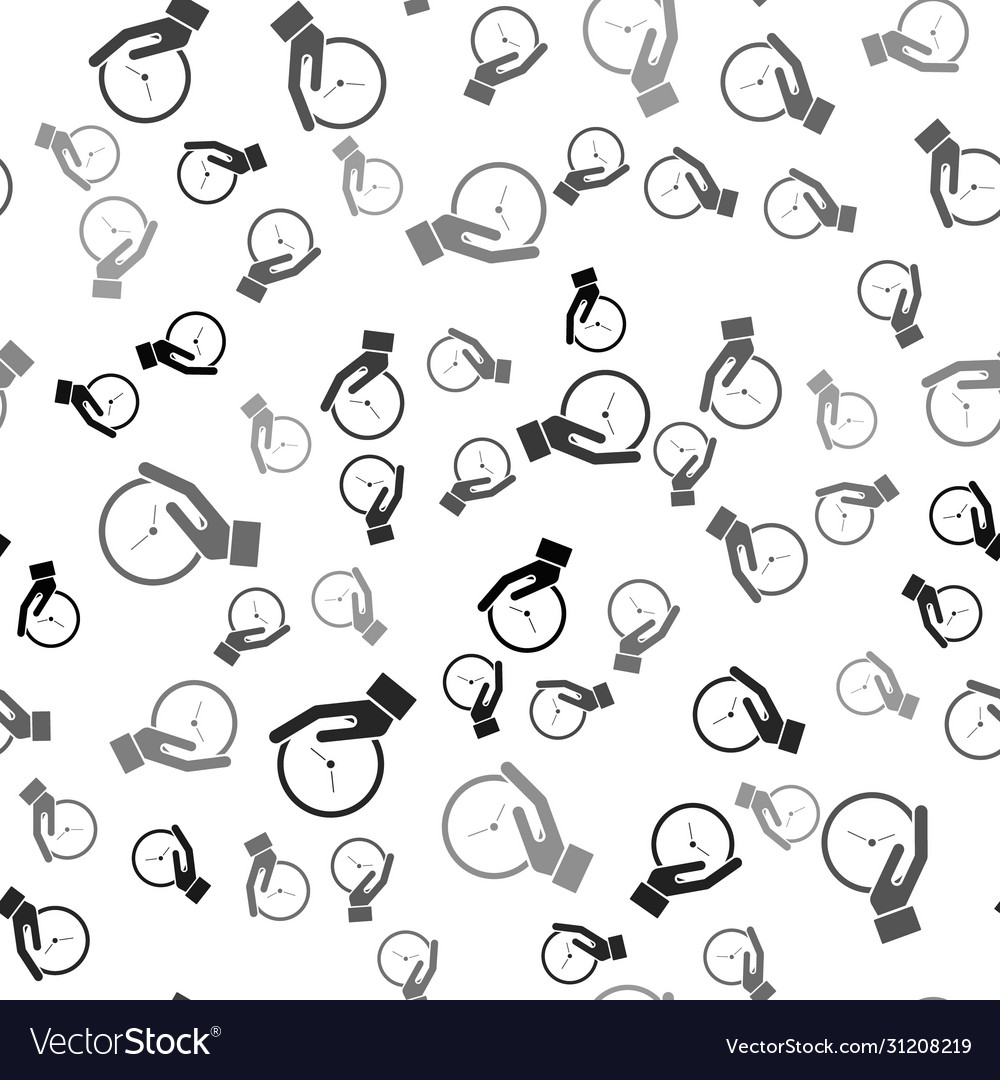 Black clock icon isolated seamless pattern