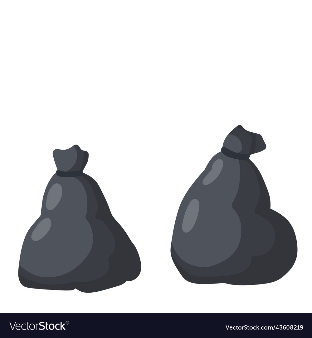 Black trash bag and set of objects