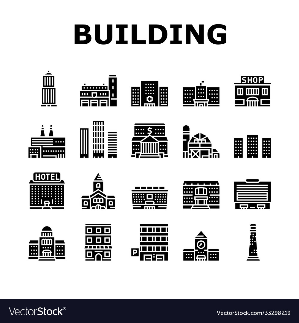 Building architecture collection icons set