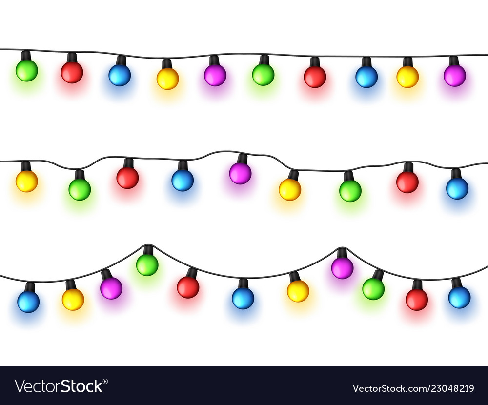 Christmas Glowing Lights On White Background Vector Image