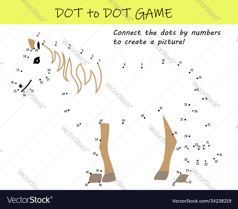 Connect dots numbers to reveal a horse