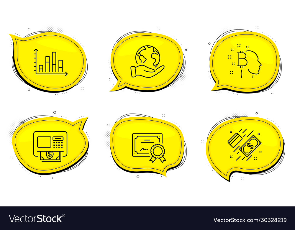 Diagram graph payment and bitcoin think icons set