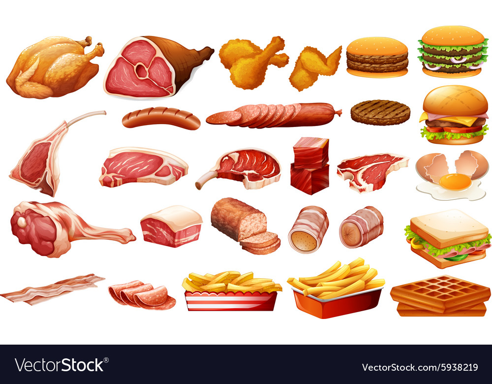 Different kind of meat and food